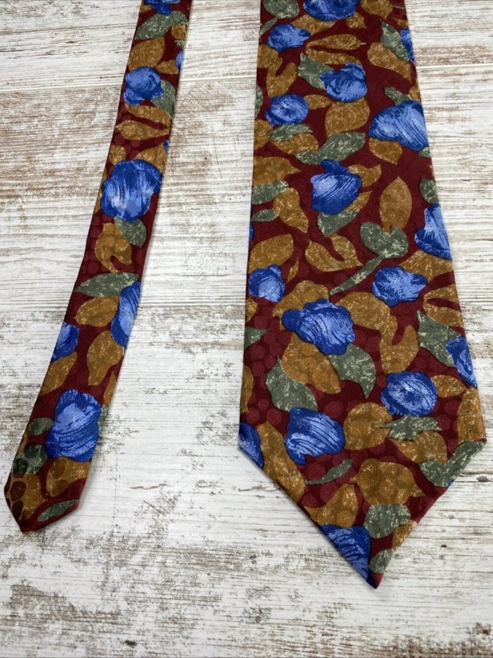 Vintage Bugatti Silk Tie Abstract Floral Multi-Color Wide 56x4 USA Retro 90s - Picture 3 of 7